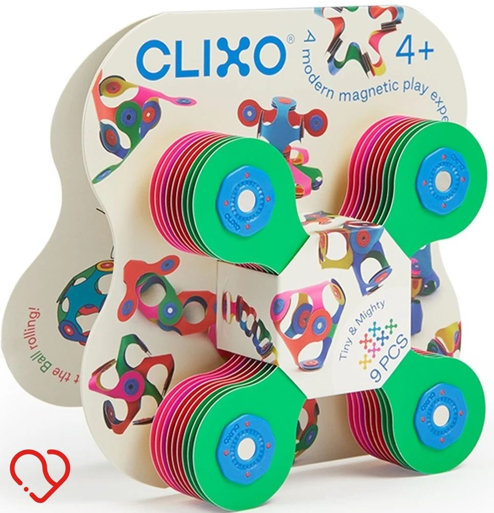 Clixo Tiny & Mighty magnetiniai blokeliai, spalvoti, 9 vnt, žaislas 4+