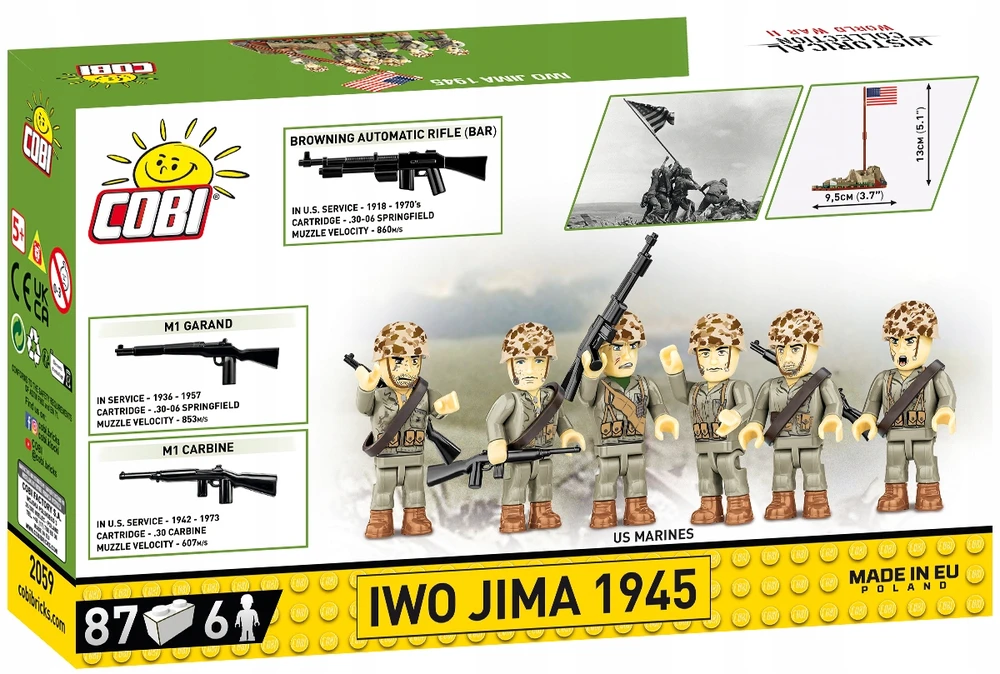 COBI 2059 blokai pakelia vėliavą Iwo Jima 1945 m. 6 JAV jūrų pėstininkų figūrėlės