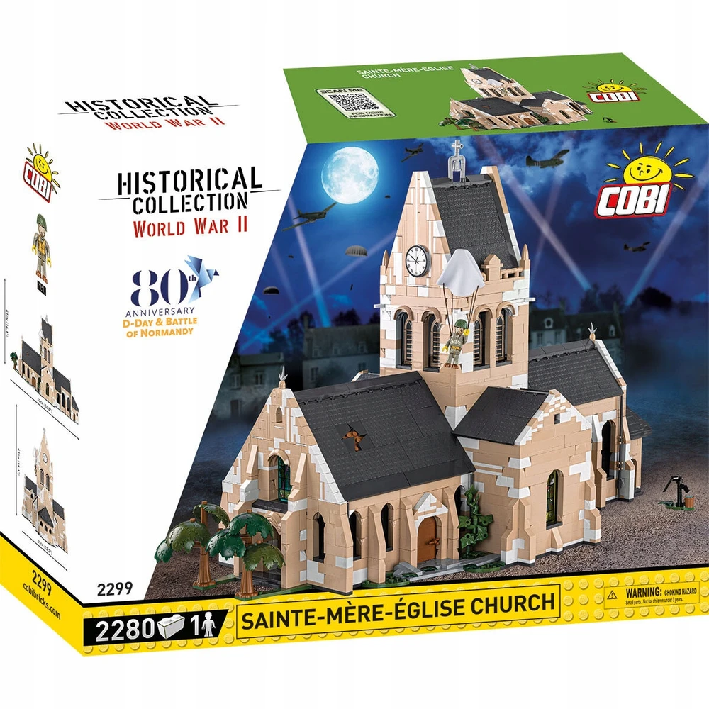 COBI-2299 blokuoja Antrojo pasaulinio karo Sainte-Mere-Eg 2280 klasės bažnyčią.