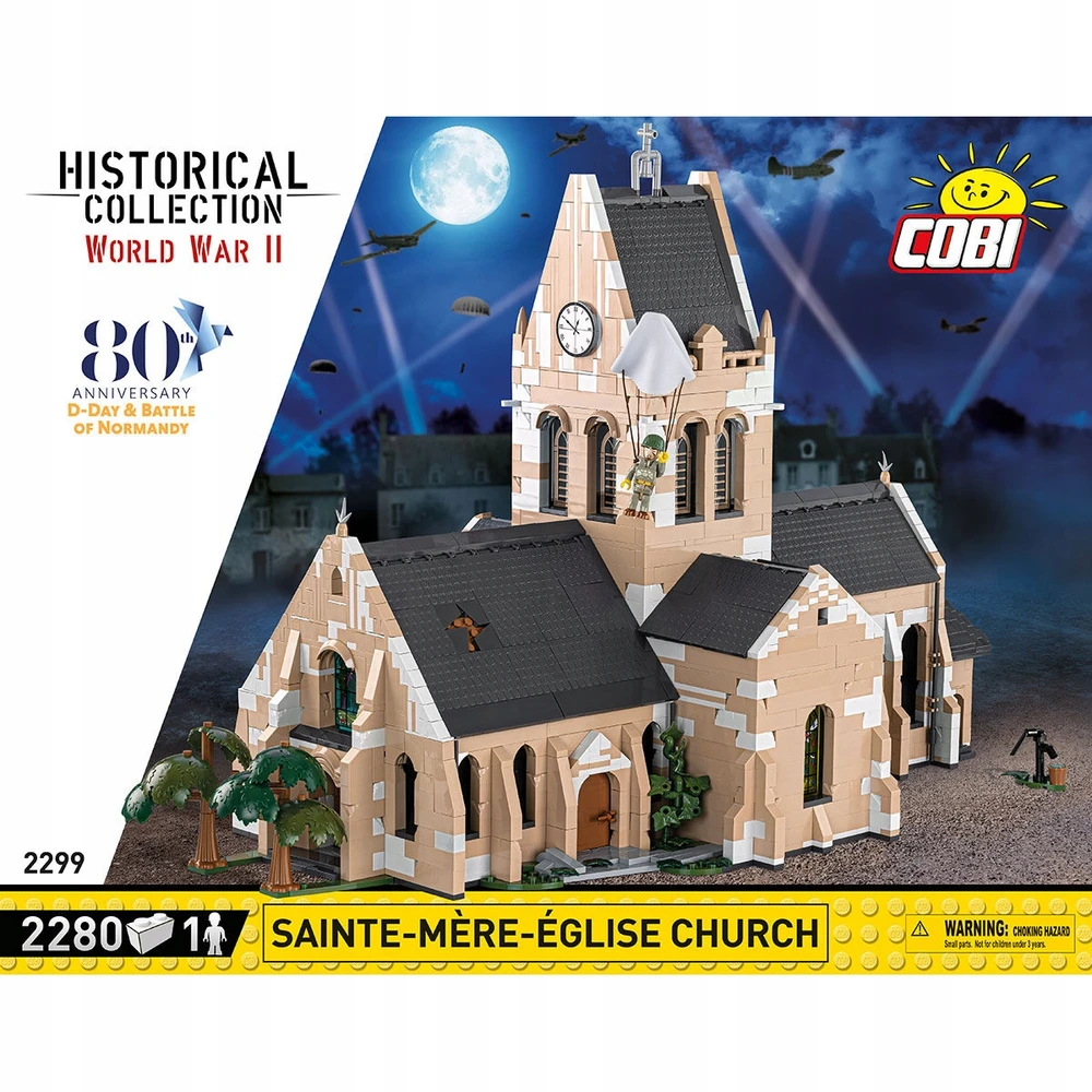 COBI-2299 blokuoja Antrojo pasaulinio karo Sainte-Mere-Eg 2280 klasės bažnyčią.