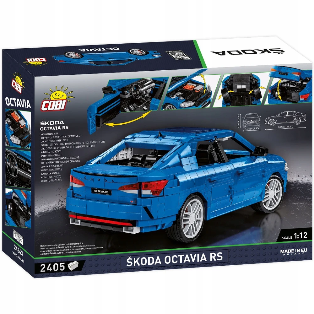 COBI-24343 AUTOMOBILIŲ MASTAS 1:12 Škoda Octavia Rs