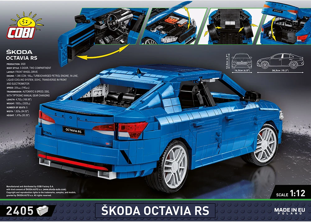 COBI-24343 AUTOMOBILIŲ MASTAS 1:12 Škoda Octavia Rs