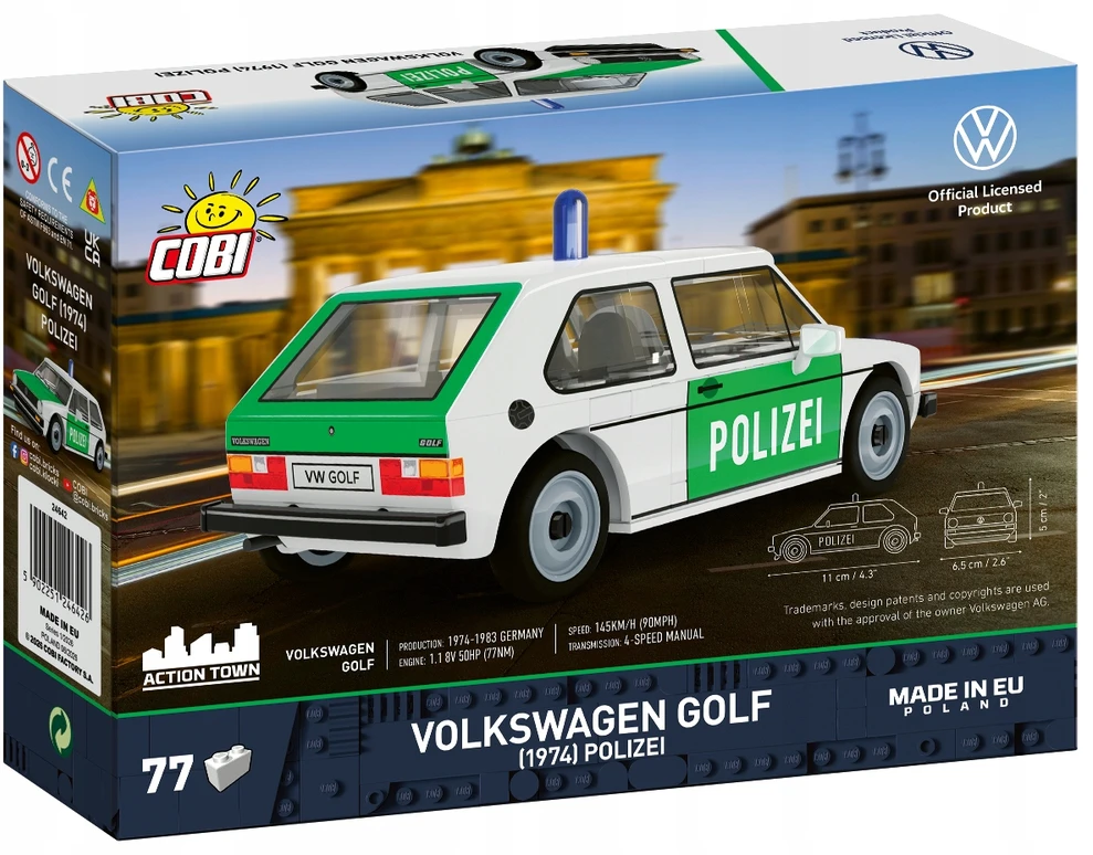 Cobi Kaladėlės Volkswagen Golf 1974 policijos modelis 1:35