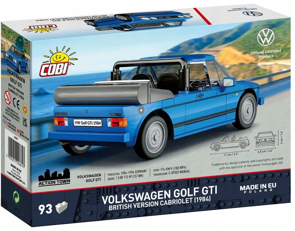Cobi Kaladėlės Volkswagen Golf GTI British Version Cabriolet 1984 1:35