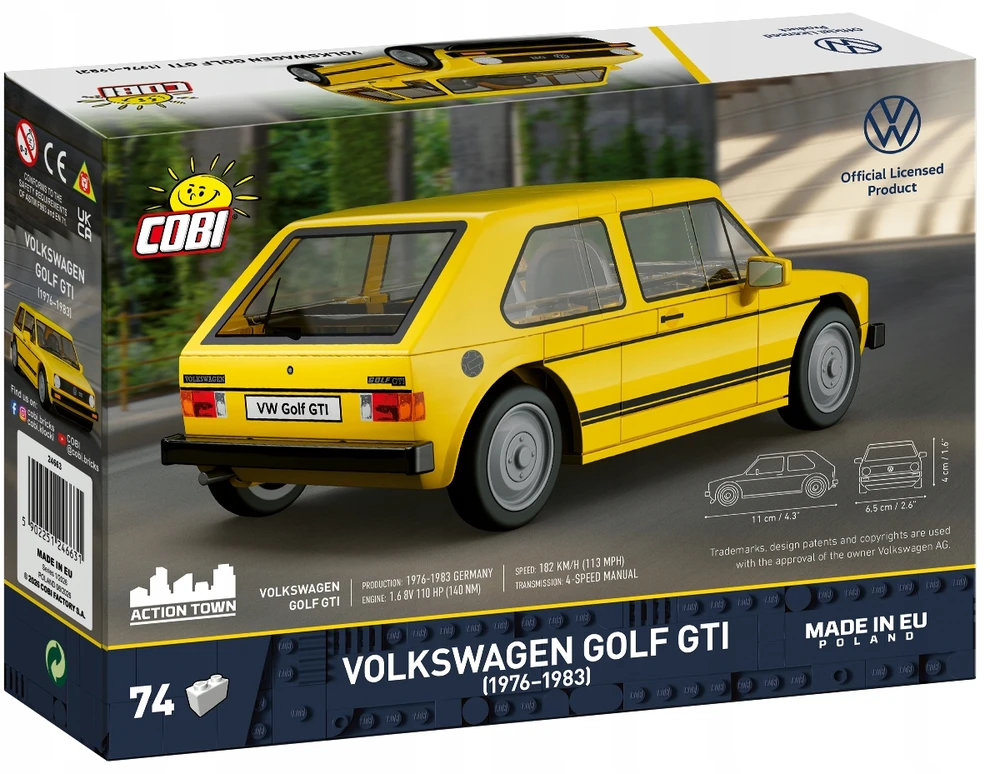 Cobi Kaladėlės Volkswagen Golf GTI geltonas modelis 1:35