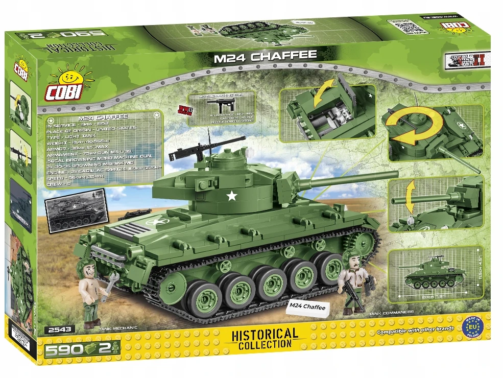 COBI M24 Chaffee tanko konstruktorius, 590 det., mastelis 1:28