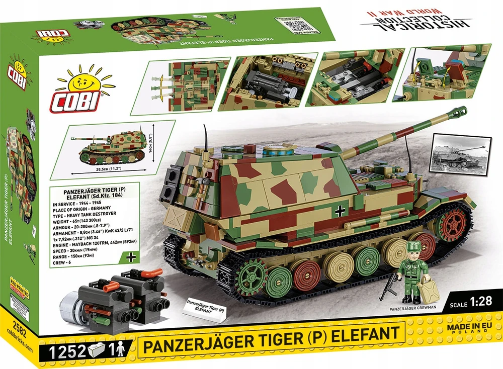 COBI 2582 BLOKAI Panzerjäger Tiger (P) Elefant Tank Cannon