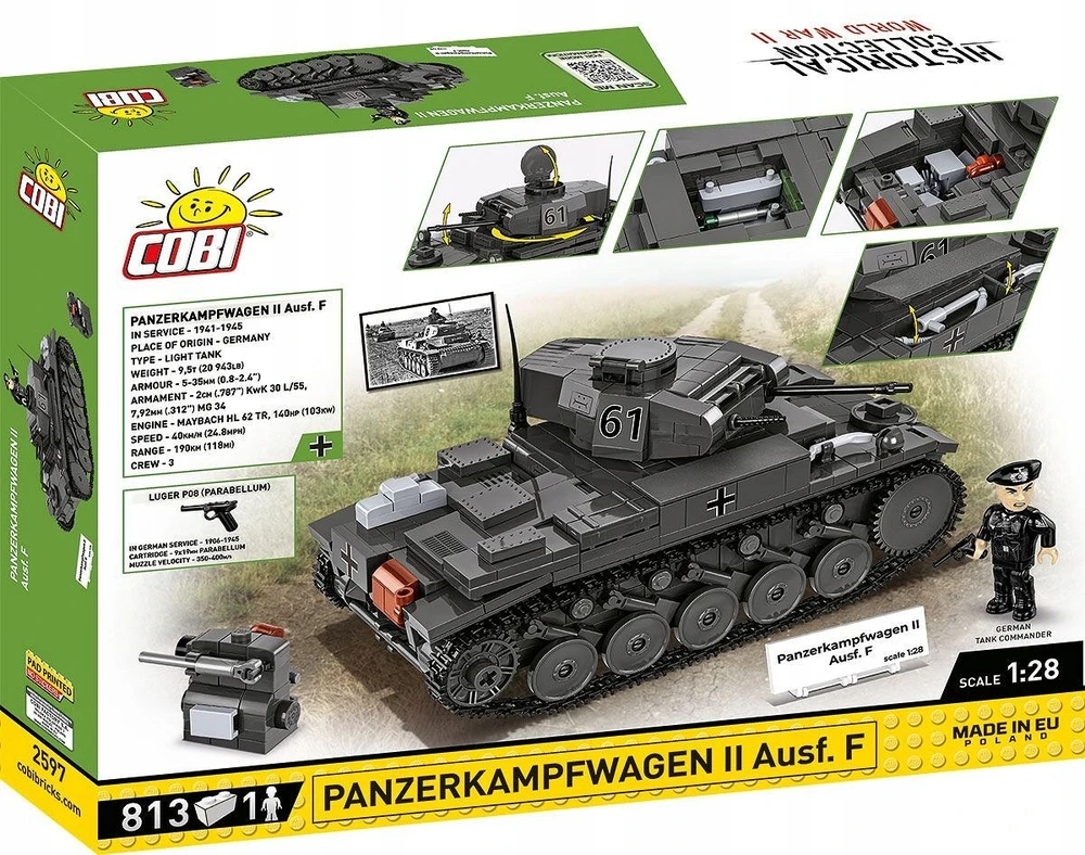 COBI 2597 blokai Panzerkampfwagen II Ausf. F Vokiečių lengvasis tankas