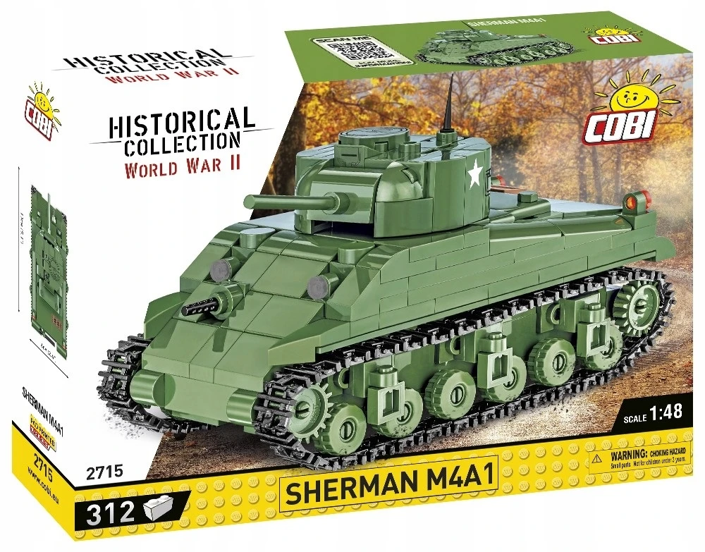 COBI konstruktorius Sherman M4A1 tankas 1:48, 312 detalių (2715)