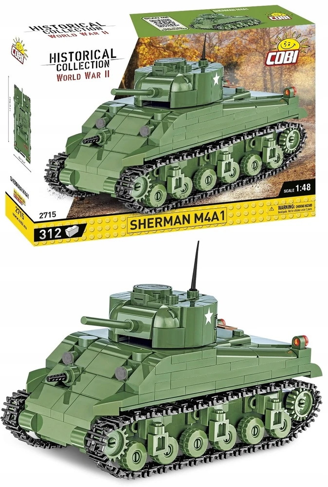 COBI konstruktorius Sherman M4A1 tankas 1:48, 312 detalių (2715)