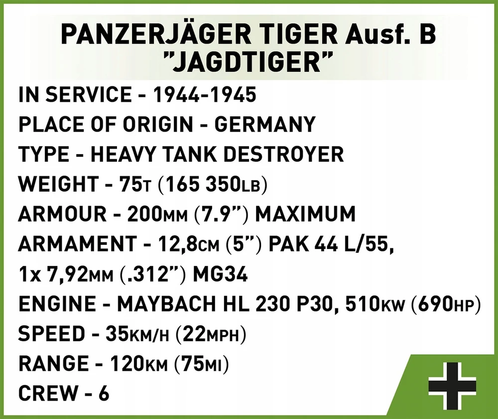 Cobi Klocki panzerjager tiger ausf.b jagdtiger
