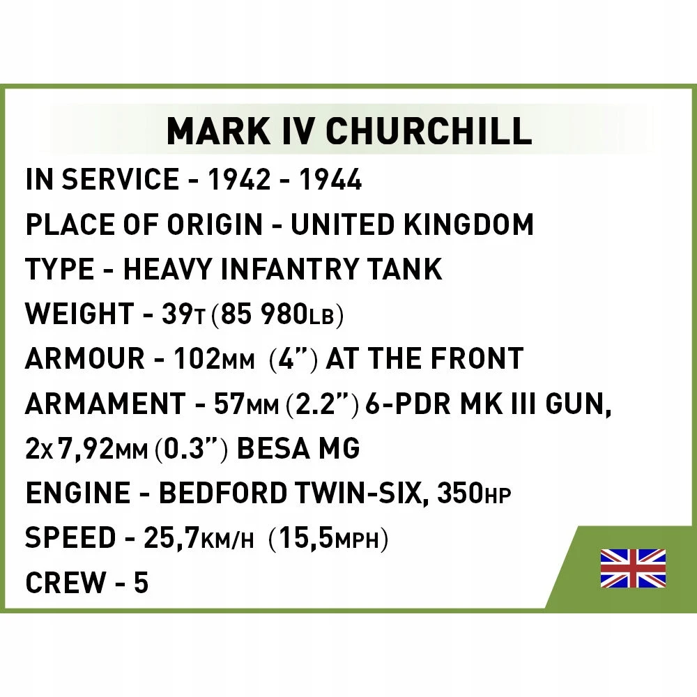 COBI-3128 HC WWII CHURCHILL MK.III 664 KL blokeliai.