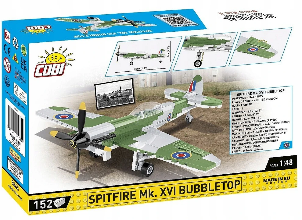 Cobi 5865 britų supermarinas Spitfire Mk. XVI