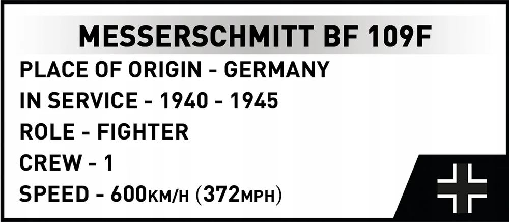 COBI 5873 BLOKAI Messerschmitt Bf-109F lėktuvas vokiečių naikintuvas