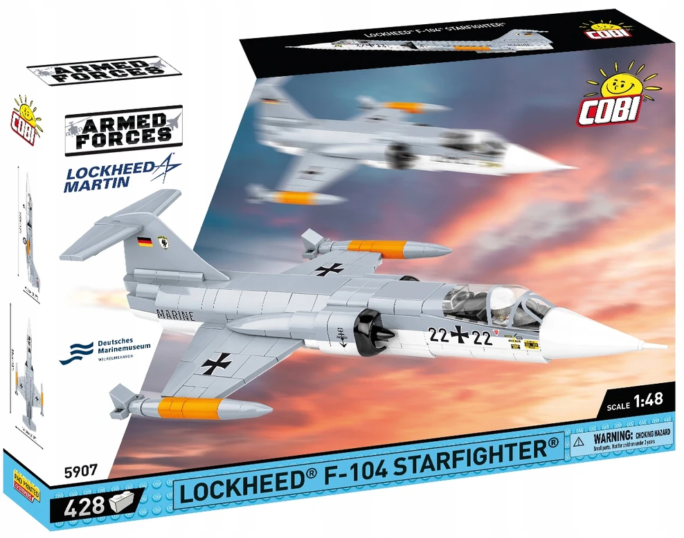 COBI -5907 LOCKHEED F-104 STARFIGHTER - STATYBŲ ŽAIDIMAS - PILKA