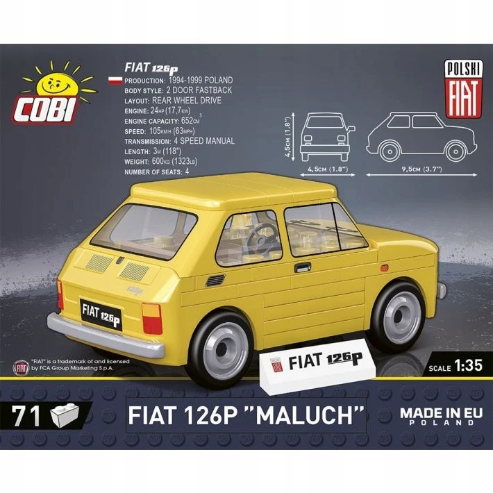 COBI BLOCKS 24530 LENKIJA automobilis FIAT 126P "MALUCH" Youngtimer 71 El.