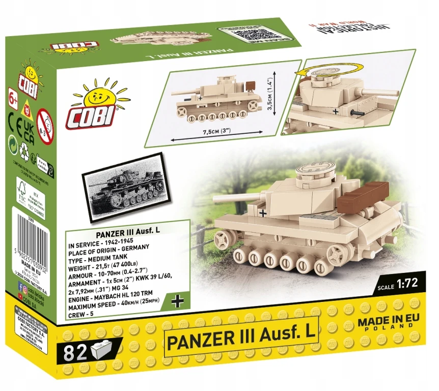 Cobi Karinis konstruktorius Panzer III Ausf. L, 82 dalys