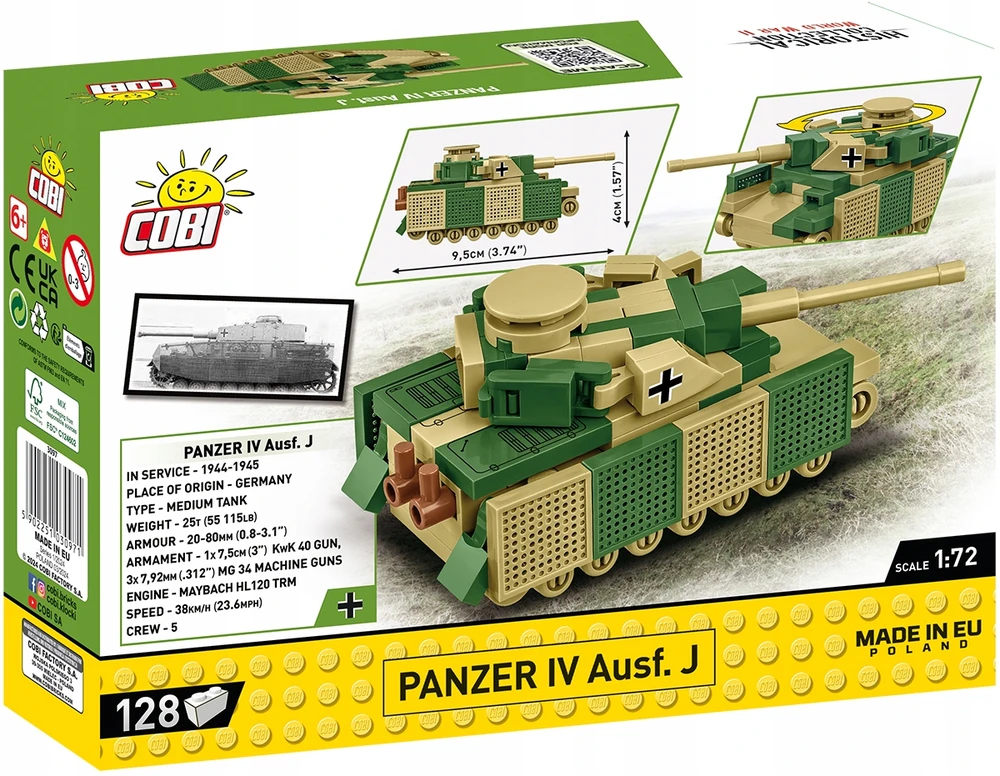 Cobi Karinis konstruktorius Panzer IV Ausf. J, 128 dalys, žalia/ruda