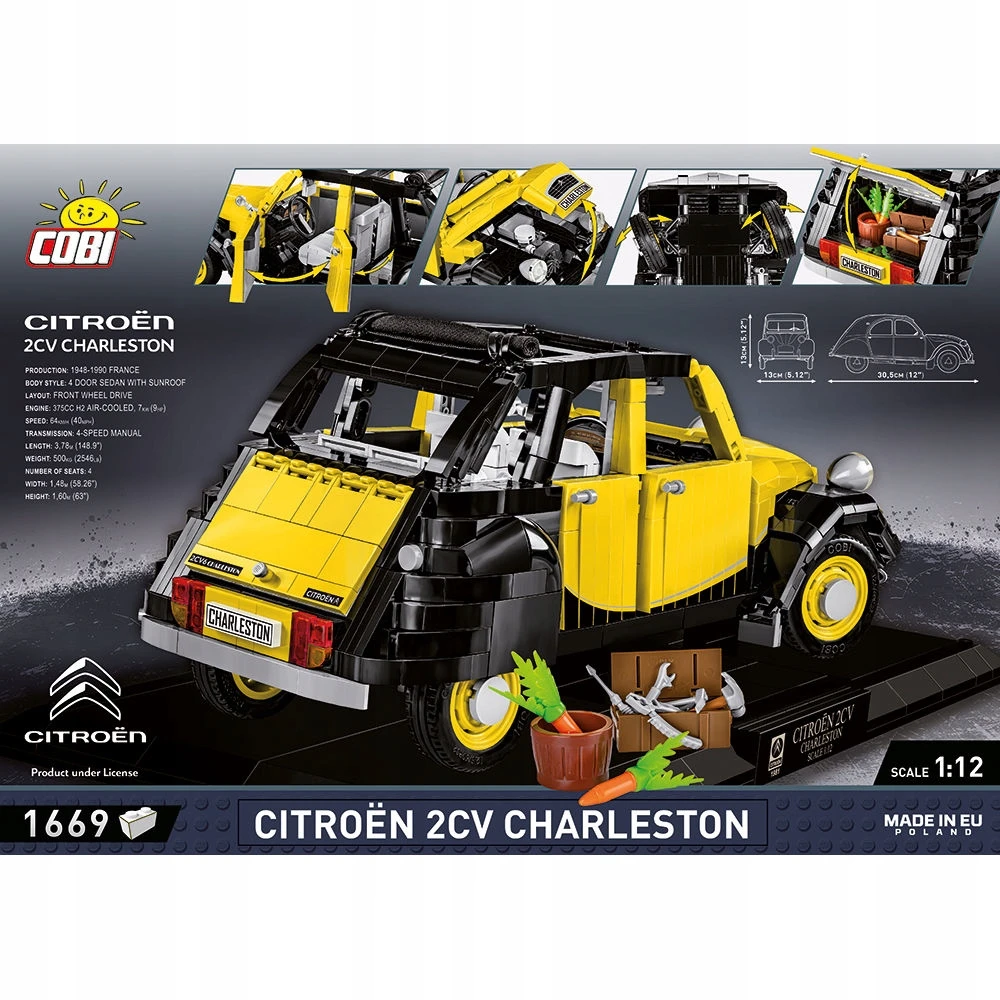 Cobi Modelio komplektas – CITROEN – 2CV CHARLESTON E.E – 1630 PCS – Skalė 1/12 – Vidus
