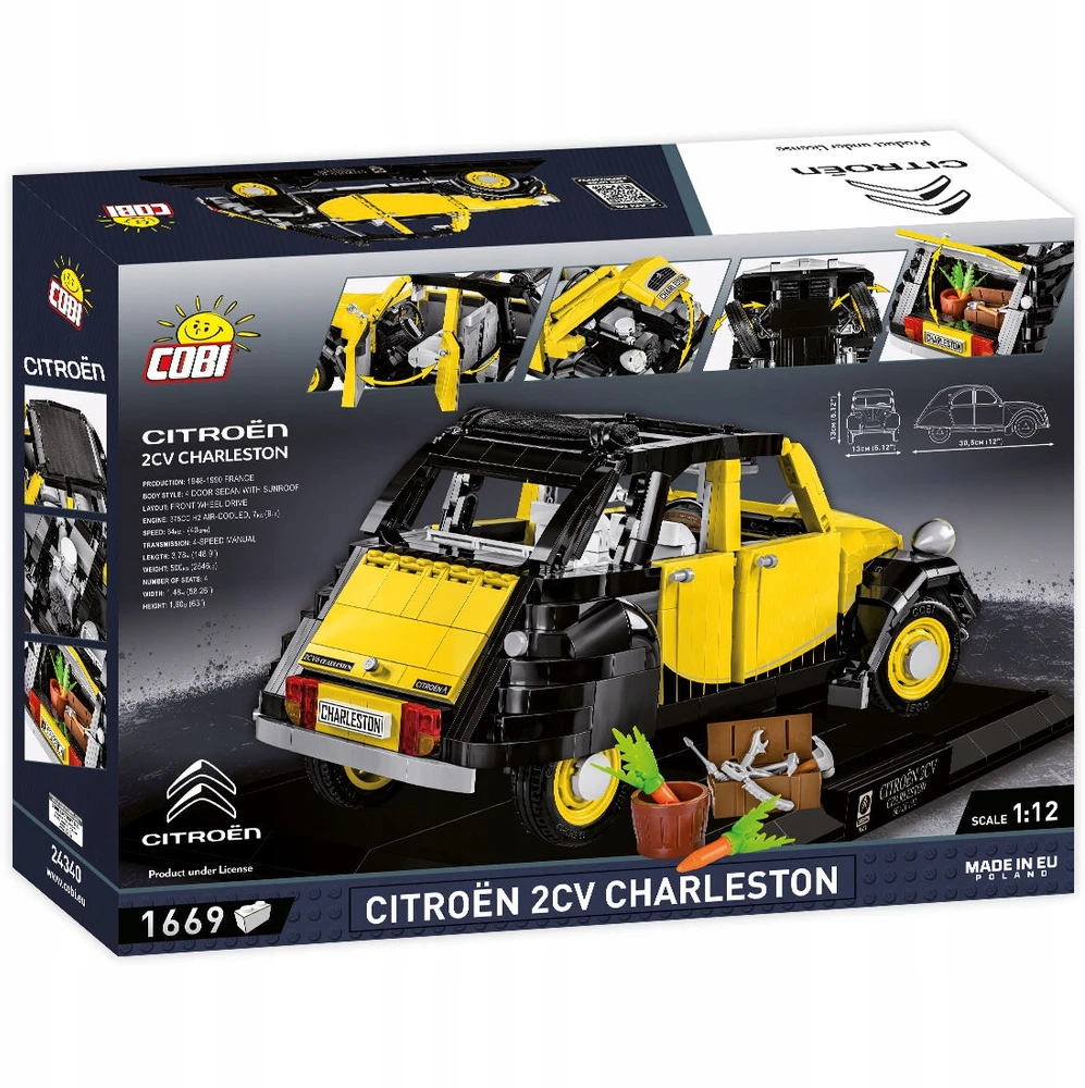 Cobi Modelio komplektas – CITROEN – 2CV CHARLESTON E.E – 1630 PCS – Skalė 1/12 – Vidus
