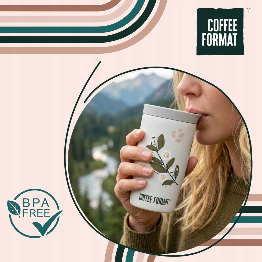 Coffee Format Brown termopuodelis su pasaulio žemėlapio motyvu, 350 ml