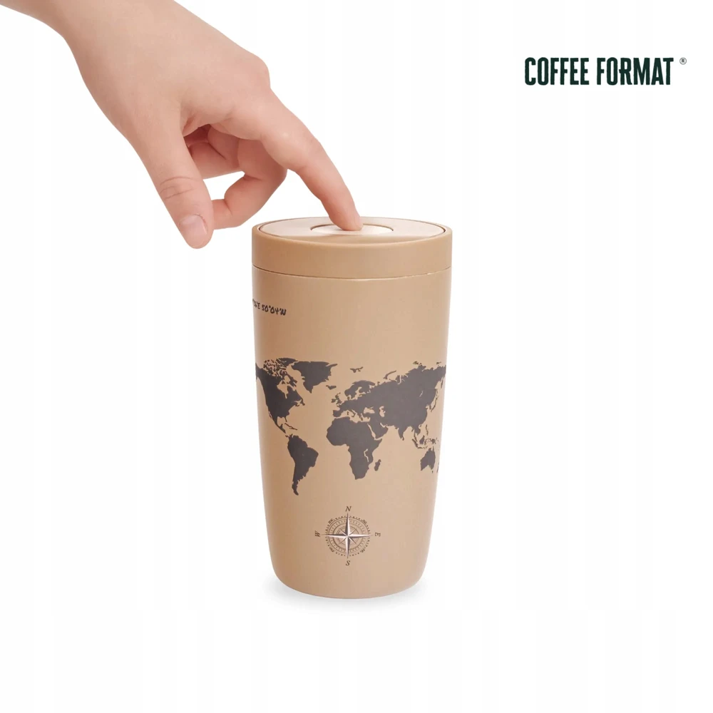Coffee Format Brown termopuodelis su pasaulio žemėlapio motyvu, 350 ml