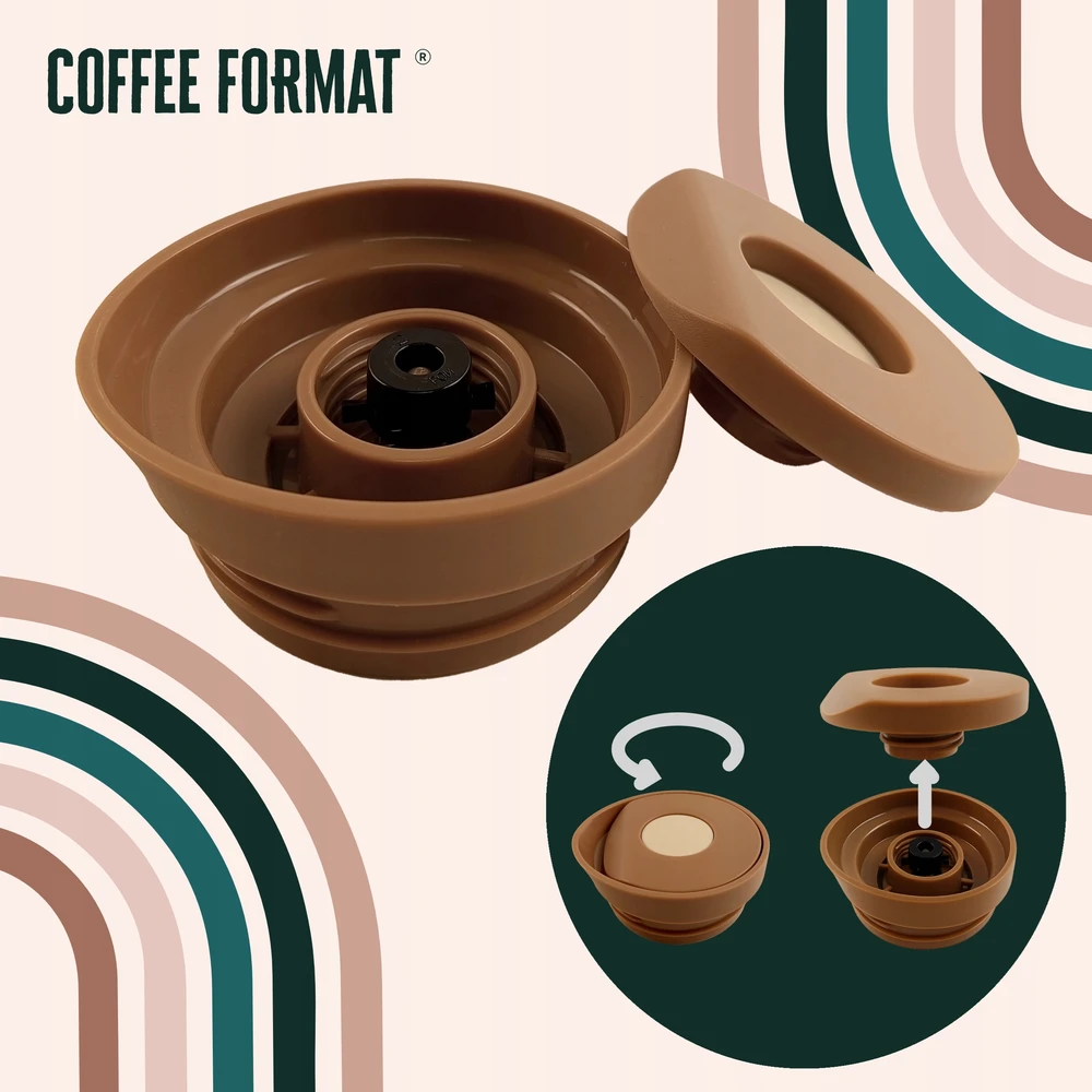 Coffee Format Brown termopuodelis su pasaulio žemėlapio motyvu, 350 ml