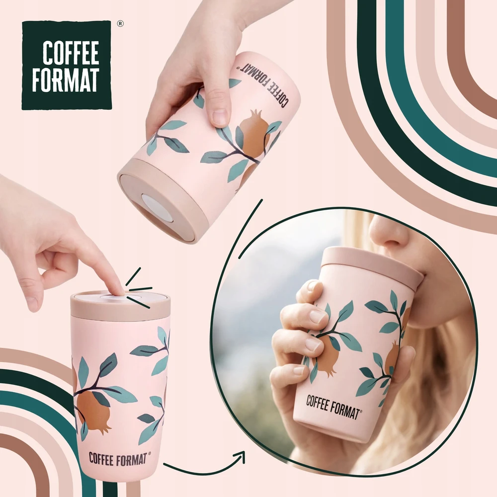 Coffee Format Brown termopuodelis su pasaulio žemėlapio motyvu, 350 ml
