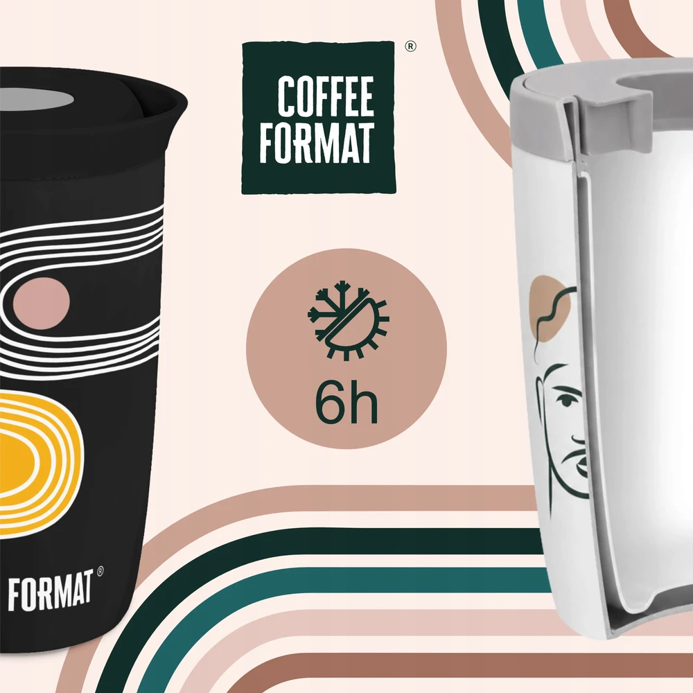 Coffee Format Brown termopuodelis su pasaulio žemėlapio motyvu, 350 ml