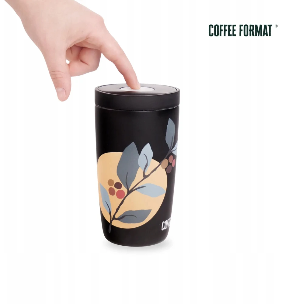 Coffee Format Juodas termosas su augalų motyvu 350 ml