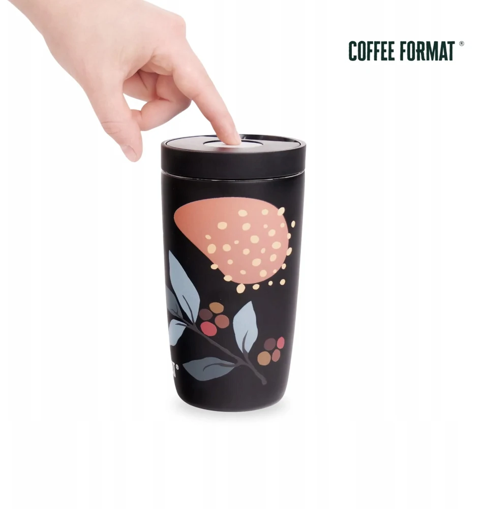 Coffee Format Juodas termosas su augalų motyvu 350 ml