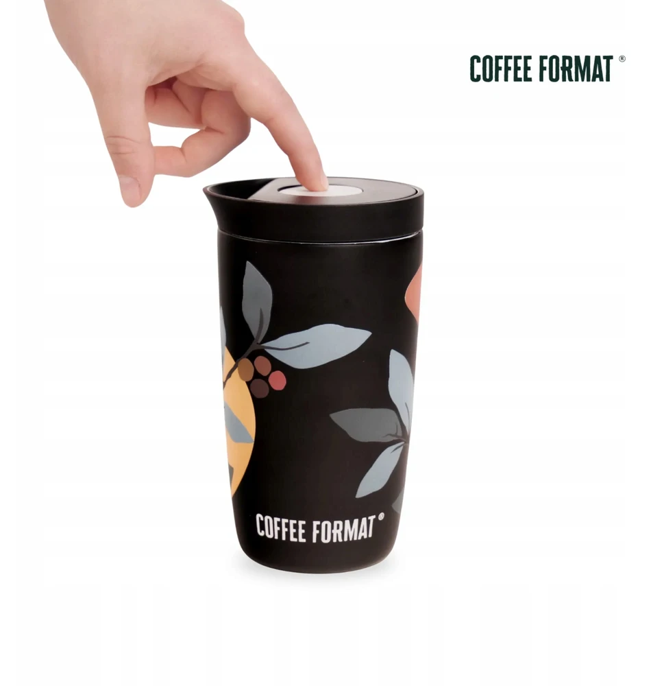 Coffee Format Juodas termosas su augalų motyvu 350 ml