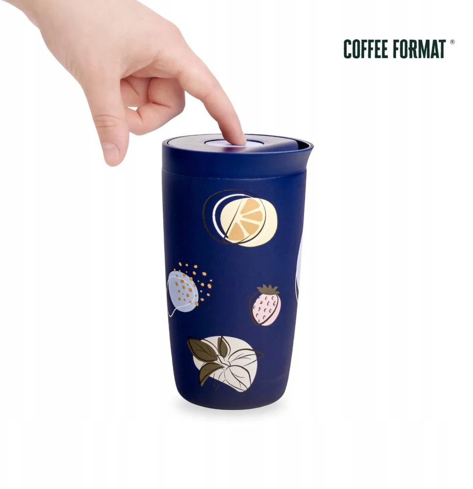 Coffee Format Kavos formatas Nelaidus termopuodelis su augalais, 350 ml, mėlynas plienas