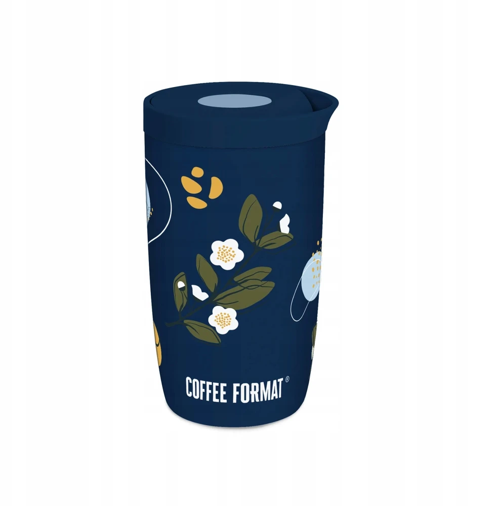 Coffee Format Kavos formatas Nelaidus termopuodelis su augalais, 350 ml, mėlynas plienas