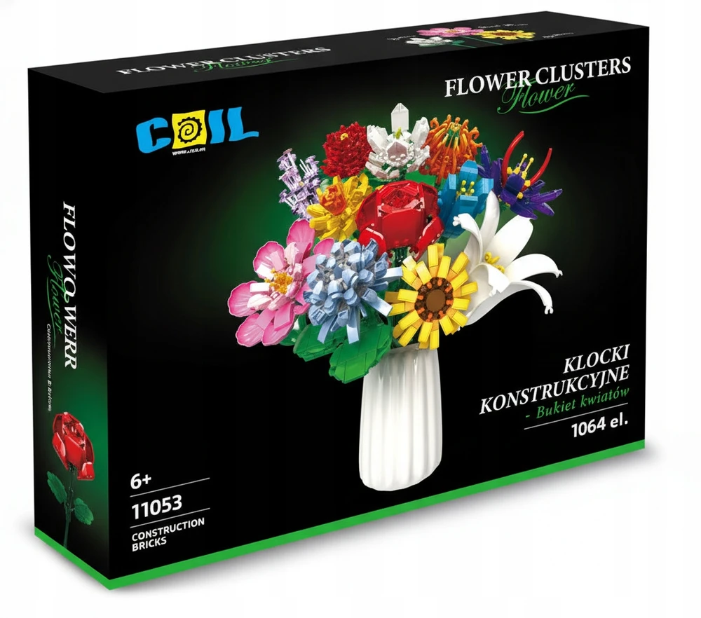 COIL konstruktoriaus kaladėlių gėlių puokštė, 1009 dalių rinkinys