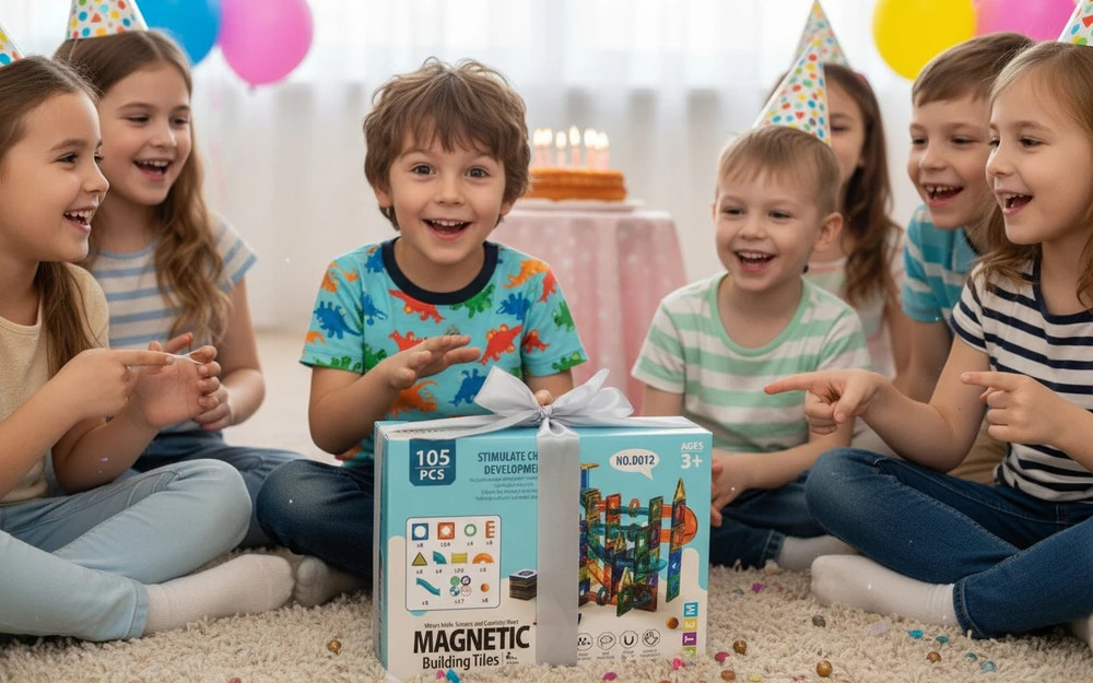 COIL Magnetiniai konstruktoriai, lavinamosios kaladėlės, didelės, 105 detalių, 3D trasa vaikams