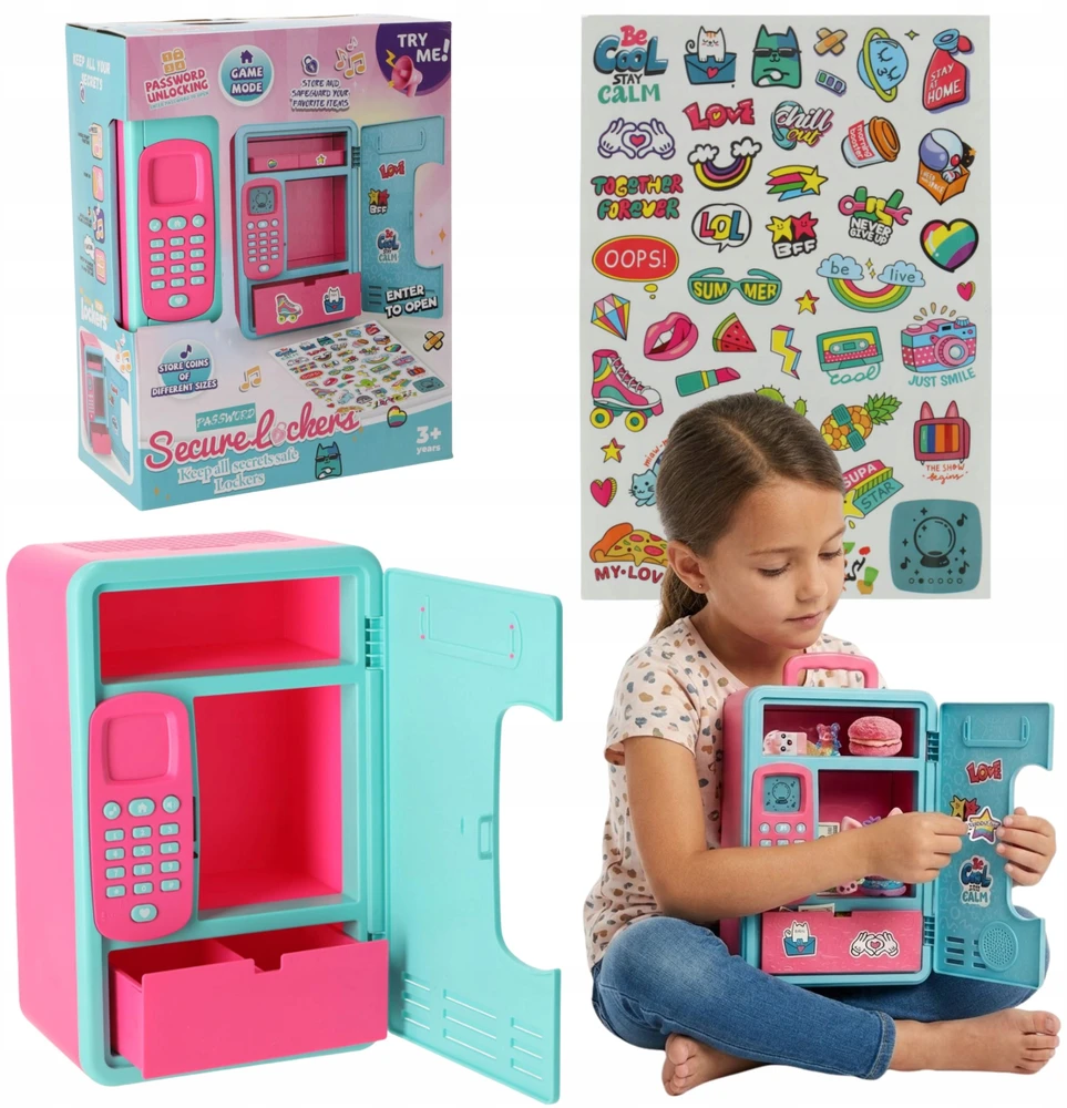 Coil PIGGY BANK MERGAITEI SEIFAS SU PIN SLAPTAŽODŽIO SLAPTA SPINTELĖ SU lipdukais