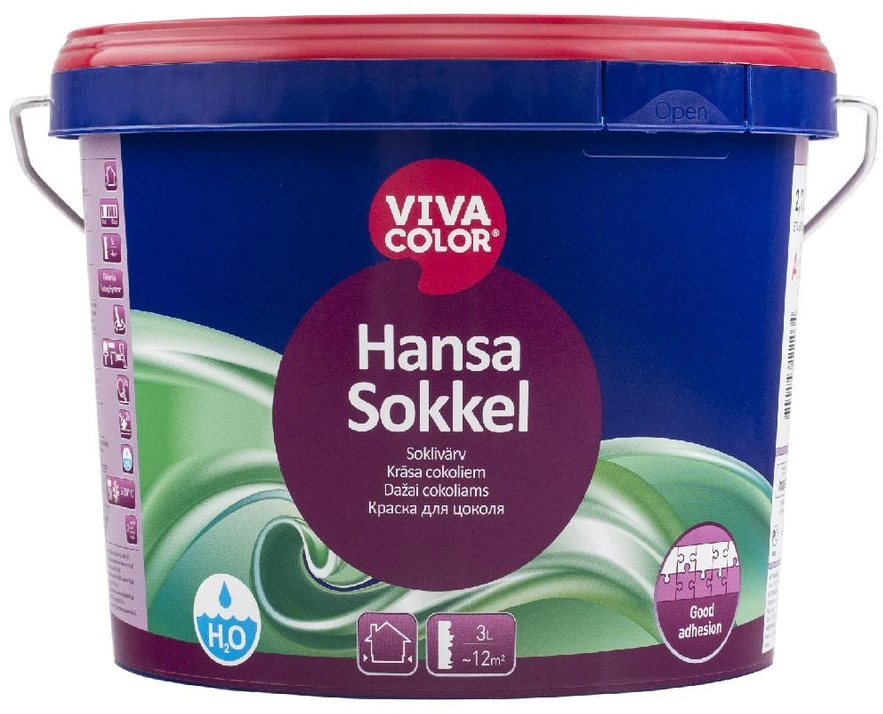 Cokolių dažai VIVACOLOR HANSA SOKKEL, A bazė, 2,7 l