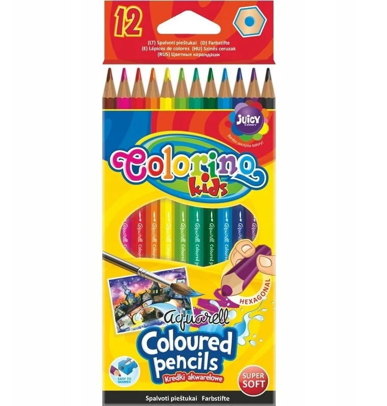Colorino akvarelinės kreidelės 12 spalvų su teptuku