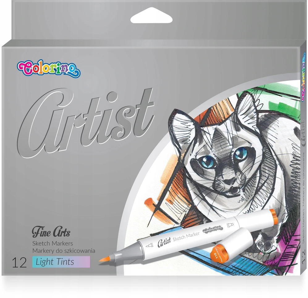 Colorino Artist Markeriai Eskizavimui - 12 Pastelinių Spalvų
