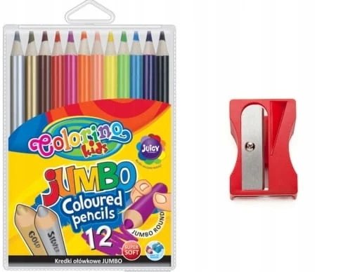 Colorino Jumbo pieštukinės kreidelės 12 spalvų + drožtukas