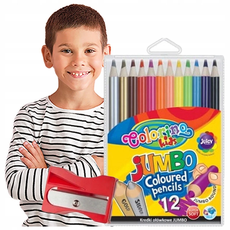 Colorino Jumbo pieštukinės kreidelės 12 spalvų + drožtukas