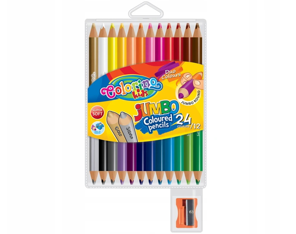 Colorino Kids dideli apvalūs pieštukai su pieštuku 12 vienetų 24 spalvų - Patio