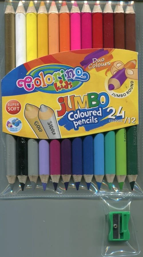 Colorino Kids dideli apvalūs pieštukai su pieštuku 12 vienetų 24 spalvų - Patio