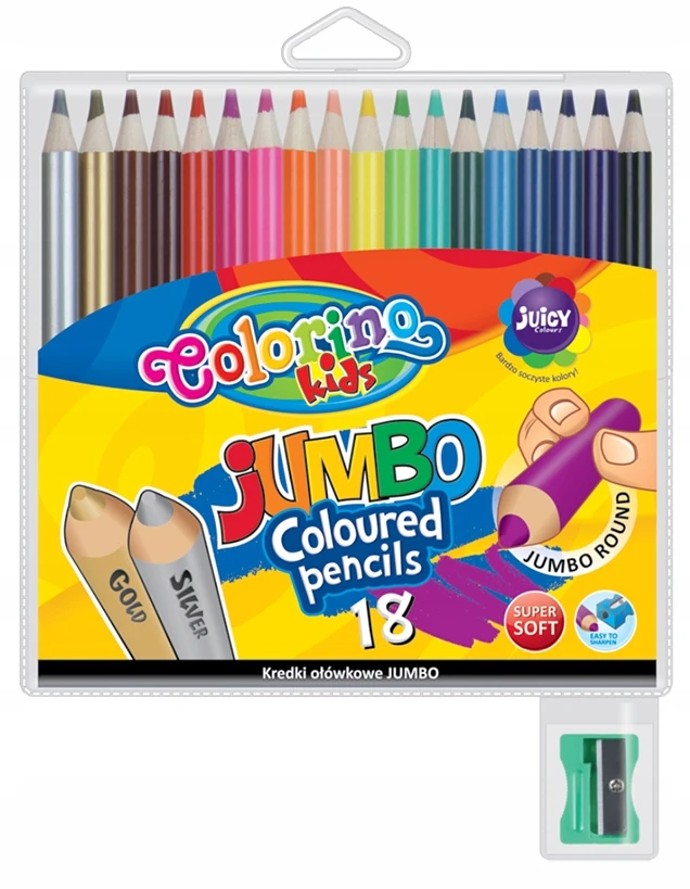 Colorino Kids dideli apvalūs pieštukai su pieštuku 12 vienetų 24 spalvų - Patio