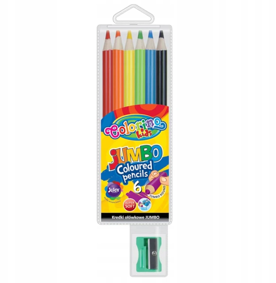 Colorino Kids Jumbo pieštukinės kreidelės, 6 spalvos + drožtukas