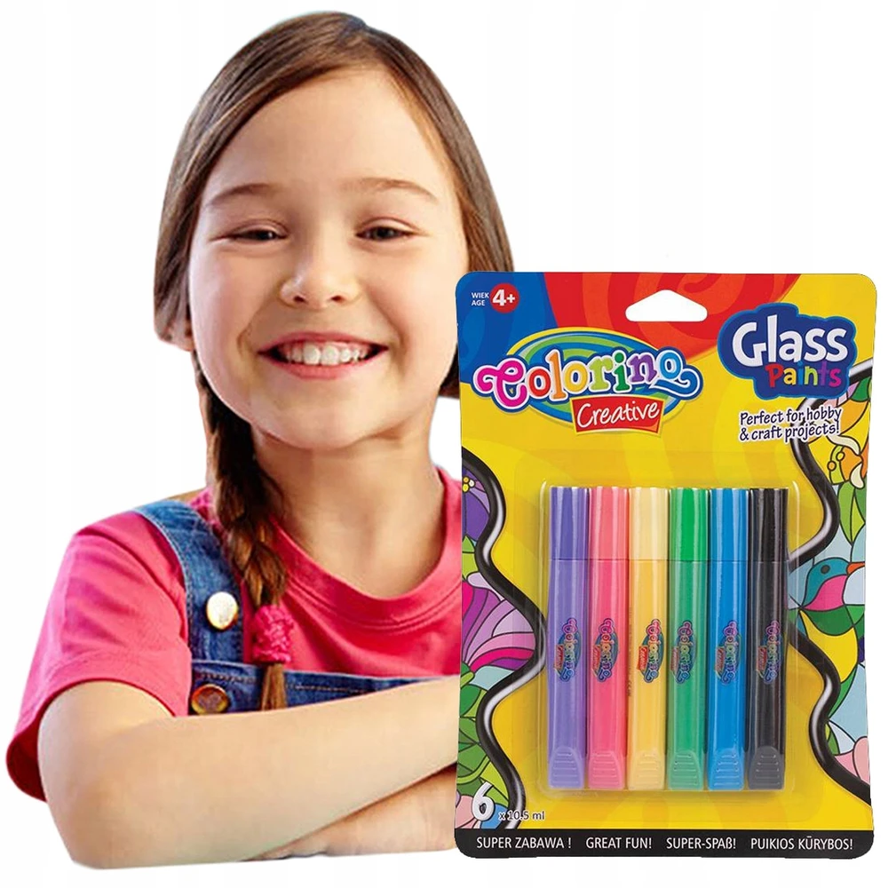 Colorino Kids vitražiniai dažai stiklui, 6 spalvos x 10.5ml