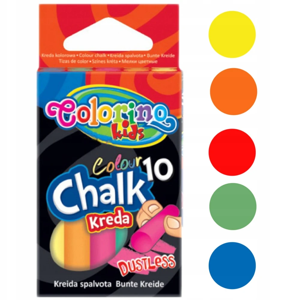 Colorino Kreida be dulkių, 10 vienetų spalvotos kreidos
