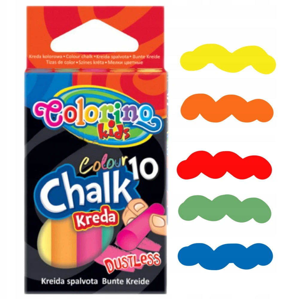 Colorino Kreida be dulkių, 10 vienetų spalvotos kreidos