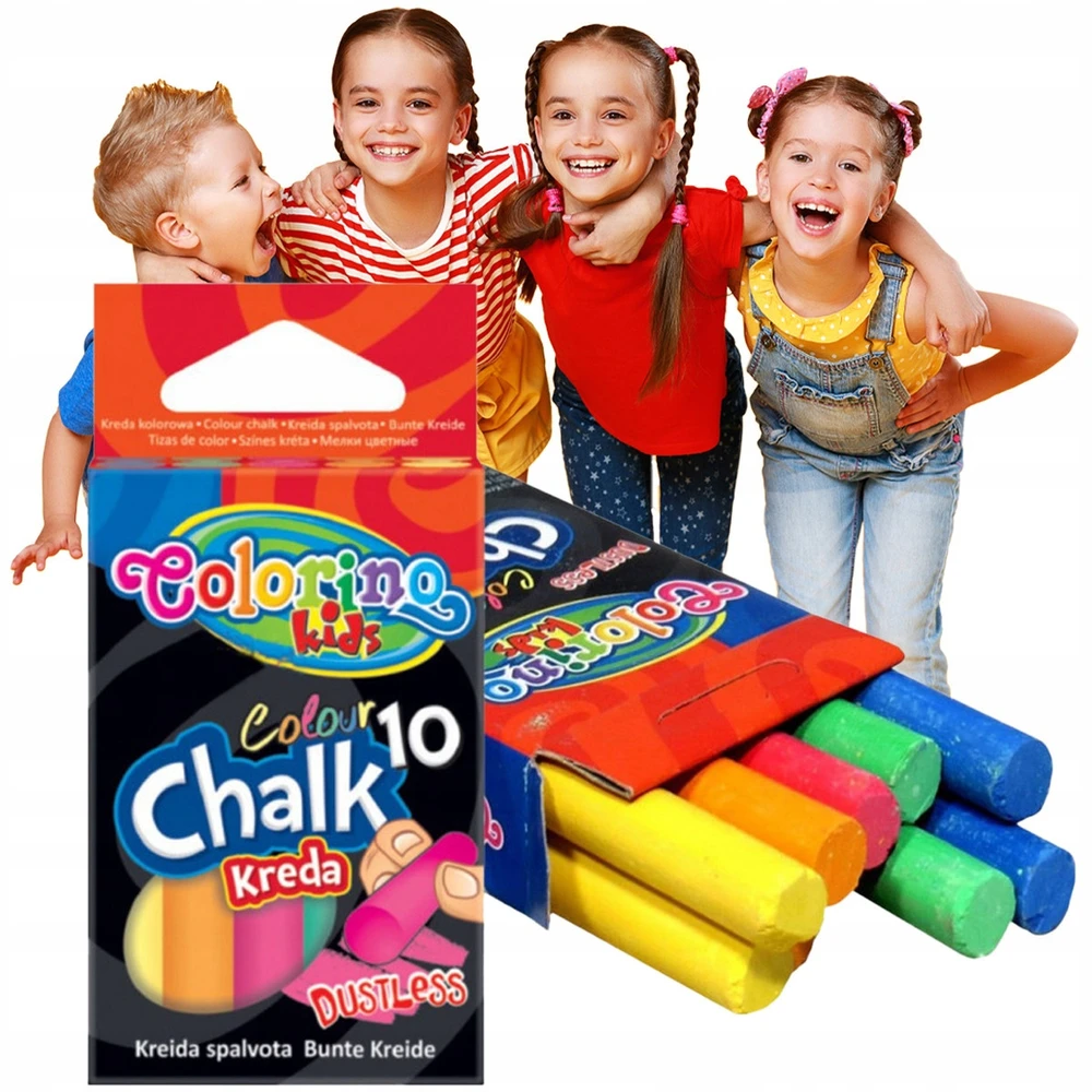 Colorino Kreida be dulkių, 10 vienetų spalvotos kreidos